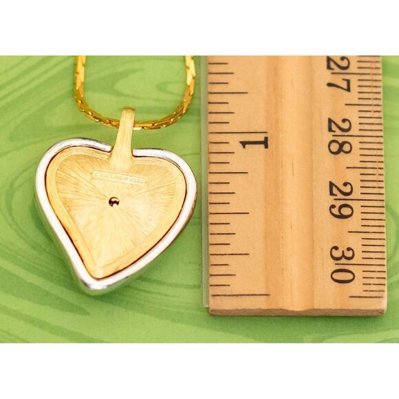 Vintage Heart Pendant Elegant Necklace 15 1/2 inch by Jones New York - W22 - Picture 3 of 3